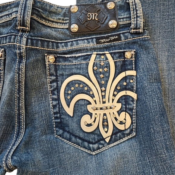 Miss Me JP5021 bling embroidered pockets Bootcut Jeans size 29 - Picture 3 of 8